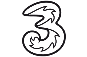 Das Logo Drei in schwarz auf weißem Hintergrund.