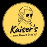 Kaiser's - even Mozart loved it - schwarze Schrift auf gelbem Logo
