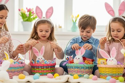 Kinder beim Osterbasteln 