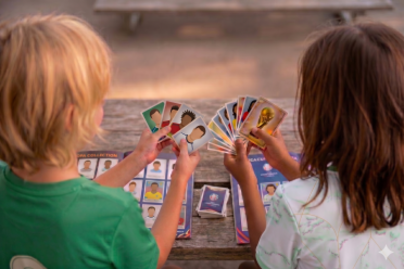 Kinder die mit Karten spielen